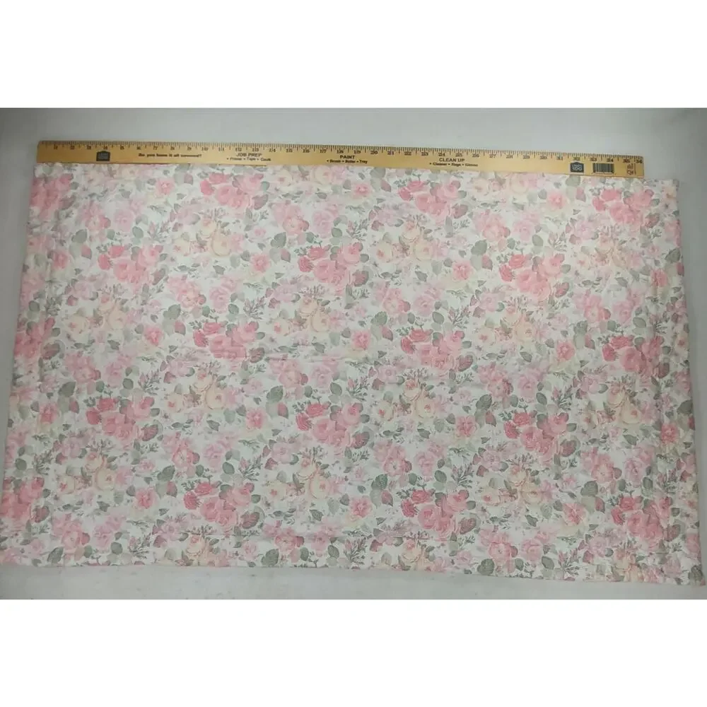 Laura Ashley King Size Floral Shams Pair Pink Roses Sage Cottagecore Shabby VTG